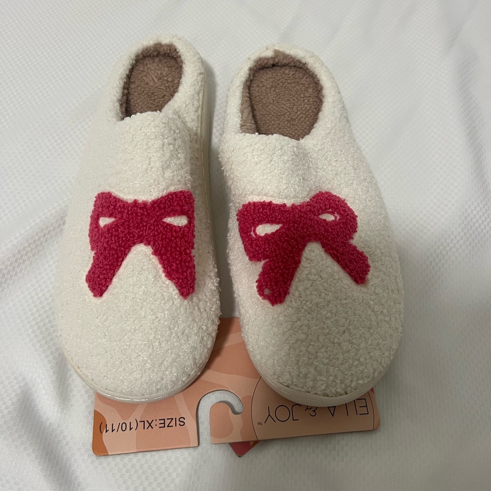NEW ELLA & JOY PINL BOW SLIPPERS MULTIPLE SIZES